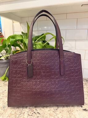 Coach Plum Embossed Leather Tote